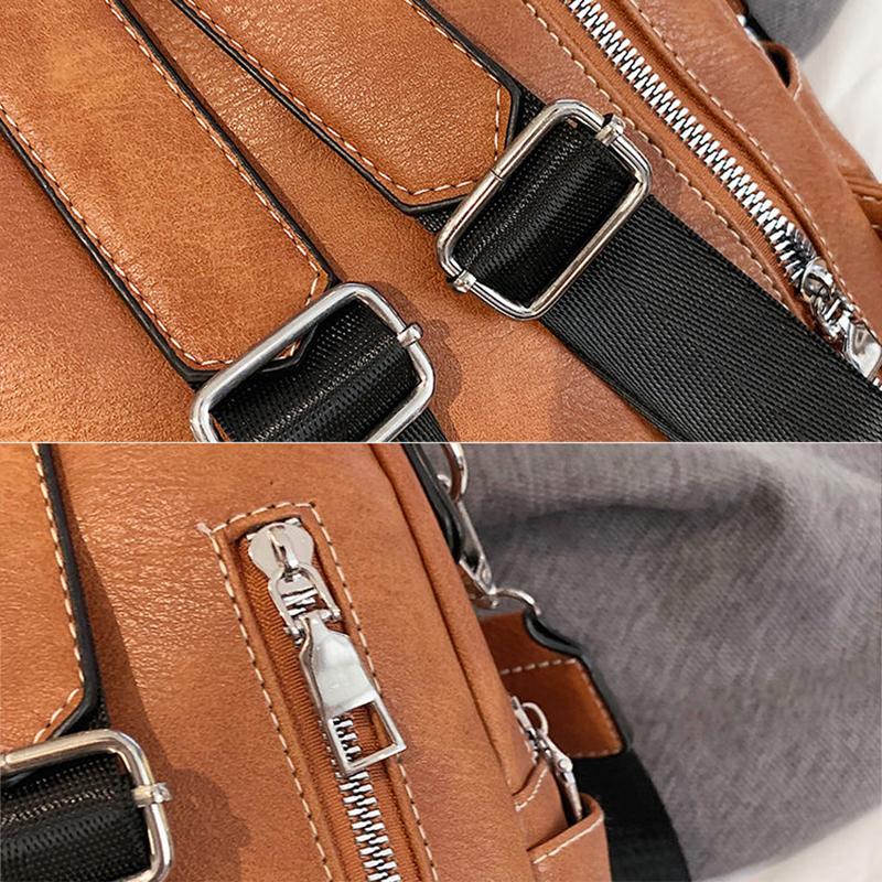 Women's Backpack Soft PU Leather Casual Multilayer Large Capacity College High Quality Shopping Travel School Satchel