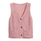 V-neck Waistcoat Fashion Vest Spring and Autumn Loose Knit Cardigan All-match Short Fashion Top