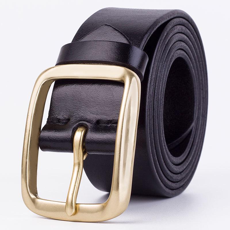 Genuine Leather Belt Men's Leather Casual Belt Waist Strap Alloy Pin Buckle Belt