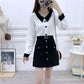 Women's Long-sleeved Chiffon Shirt High-waisted A-line Skirt 2 Pieces Set Spring Summer Splicing Color Breathable Cool Short Skirt Suit