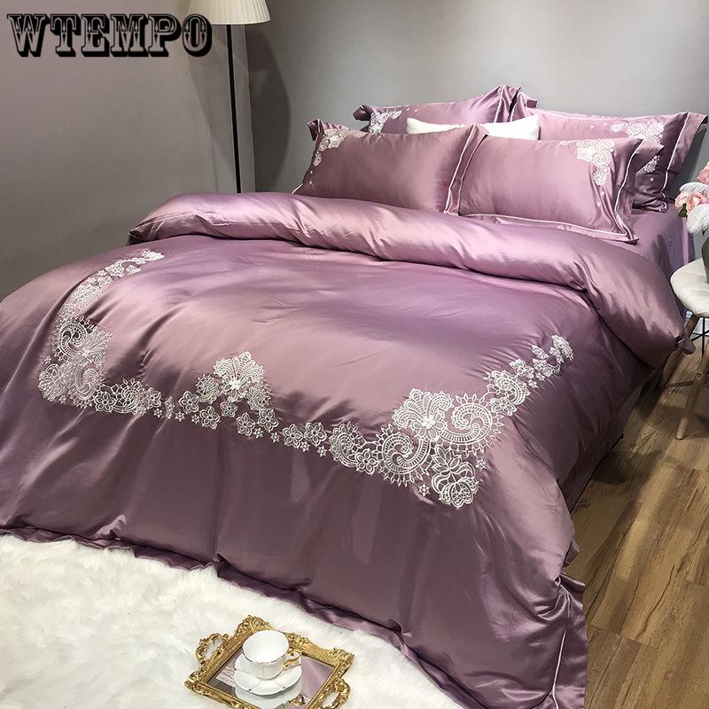 Luxury Duvet Cover Bedding Set Comforter Sets Double Bed Linen Linen Silk Pillowcase 4pcs
