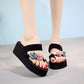 Summer Cute Sandals Female High-heeled Flip Flops Female Slippers Non-slip Slope with Thick-soled Seaside Vacation Beach Shoes