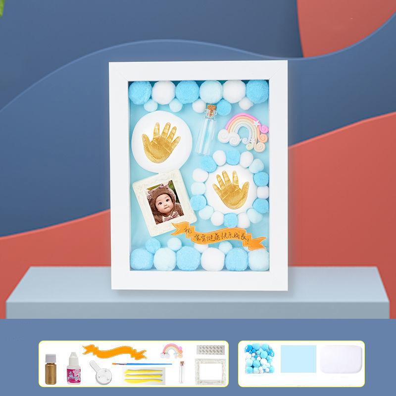 Baby's Hand and Foot Printing Mud Fetal Hair Souvenir Photo Frame Permanent Full Moon Hundred Day Gift Newborn Baby's Hand and Foot Prints