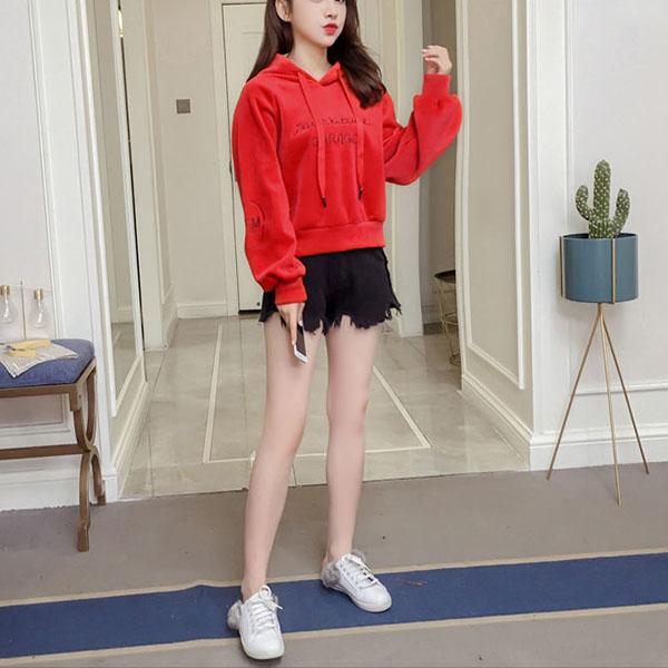 Thickened Hooded Character Tops for Women Spring and Autumn All-match Loose Long-sleeved Tops