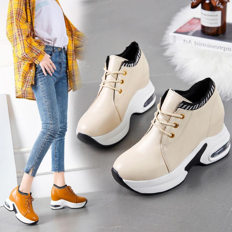Inner Increase Women's Shoes Summer and Autumn White Shoes Korean Students All-match Casual Shoes Thick-soled Single Shoes