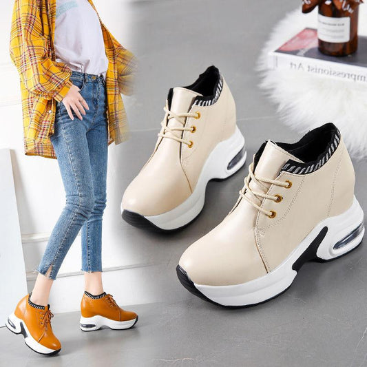 Inner Increase Women's Shoes Summer and Autumn White Shoes Korean Students All-match Casual Shoes Thick-soled Single Shoes