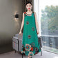 Large Size XL-XXXXXL Women Summer Cotton Silk Dress Sleeveless Vest Skirt Loose Printing Home Night Skirt Beach Skirt