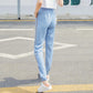 Women's Summer Thin Tencel Jeans Loose Drawstring Leggings Elastic High Waist Straight Pants Sports Casual Pants Harem Trousers Cropped pants