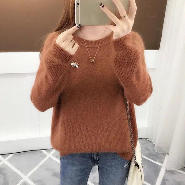 Fall Loose Student Sweater Outer Wear Autumn and Winter Round Neck Knitted Bottoming Shirt