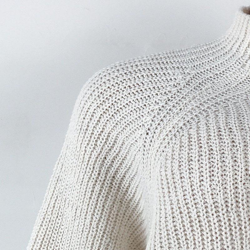 Ladies Half-neck Oversized Sweater Long Solid Color  Autumn and Winter Warm Elegant Sweater Dress