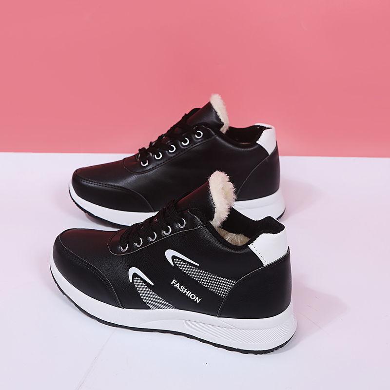 Thicken Plus Velvet Leather Cotton Shoes Women Winter Waterproof and Warm High-top Shoes Casual Shoes Snow Shoes