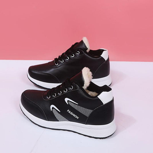 Thicken Plus Velvet Leather Cotton Shoes Women Winter Waterproof and Warm High-top Shoes Casual Shoes Snow Shoes
