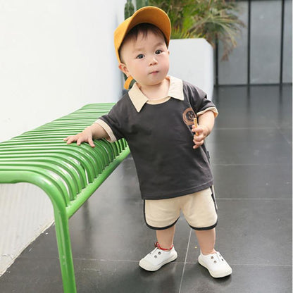 Children's Suit Summer Thin Short-sleeved Shorts Suit Korean Version of Boys and Girls Printed Smiley Face T-shirt Shorts Two-piece Set