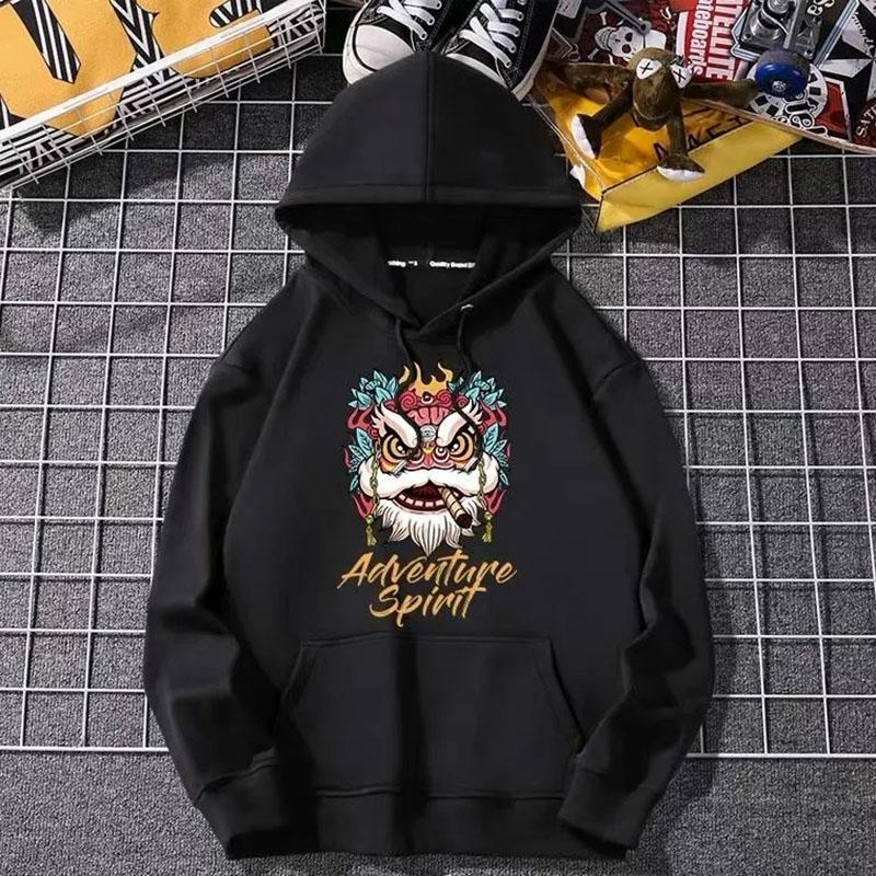 Sweater Men's Autumn and Winter Models 2021 New Ins National Tide Trend All-match Hooded Fashion Plus Velvet Men's Jacket Tide