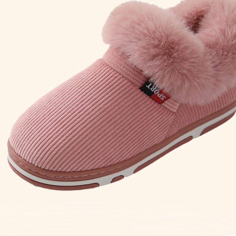 Men's Cotton Slippers Bag with Thickened Soft Bottom Non-slip Winter Home Warm Cotton Laces Heel Plush Cotton Shoes Women