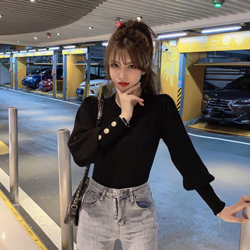 Autumn and Winter Loose Casual Sweater Slim Long-sleeved Pullover Blouse All-match Slim Female Blouse