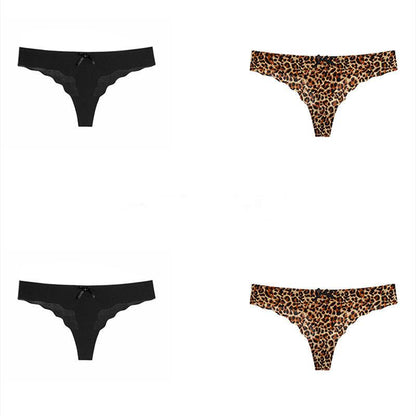 4pc Ice Silk Thong T Panties Panties Seamless Low Waist Breathable Panties Feminine Feeling Close-fitting Soft