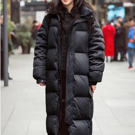Black Thick Loose Couple Down Jacket Men and Women Super Long Down Jacket