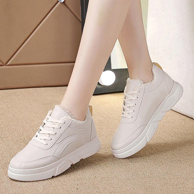 Sneakers Women Sports Shoes Fleece Warm Winter Cotton Shoes Light Running Shoes Lace Up Non Slip Casual Women Shoes