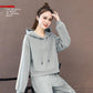 Suit Cotton-containing Leisure Sports Suit Hooded Long-sleeved Hoodie Wide Leg Pants Two-piece Women's Loose Suit Casual Wear