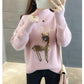 Pofulove Faux Mink Plus Velvet Thick Half Turtleneck Christmas Sweet Pullover Sweater Women Loose Autumn Winter Warm