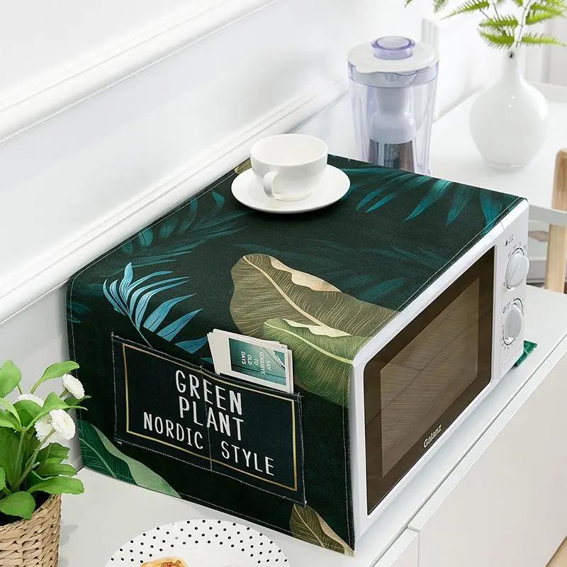 Universal Microwave Oven Cover Cloth Dust Cover with Storage Bag Oily Smoke and Dust-proof Towel