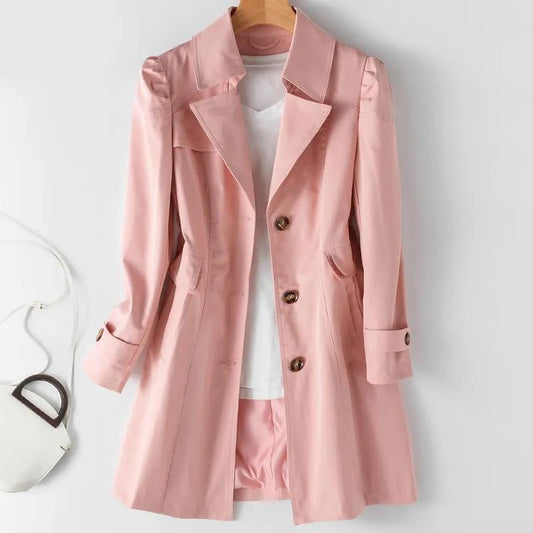 Women's Windbreaker Autumn Coat Korean Style Slim Mid-length Windbreaker Women's Coat
