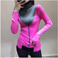 Pofulove Winter Women Knitted Turtleneck Sweater Jumper Slim contrast color Pullovers long sleeves