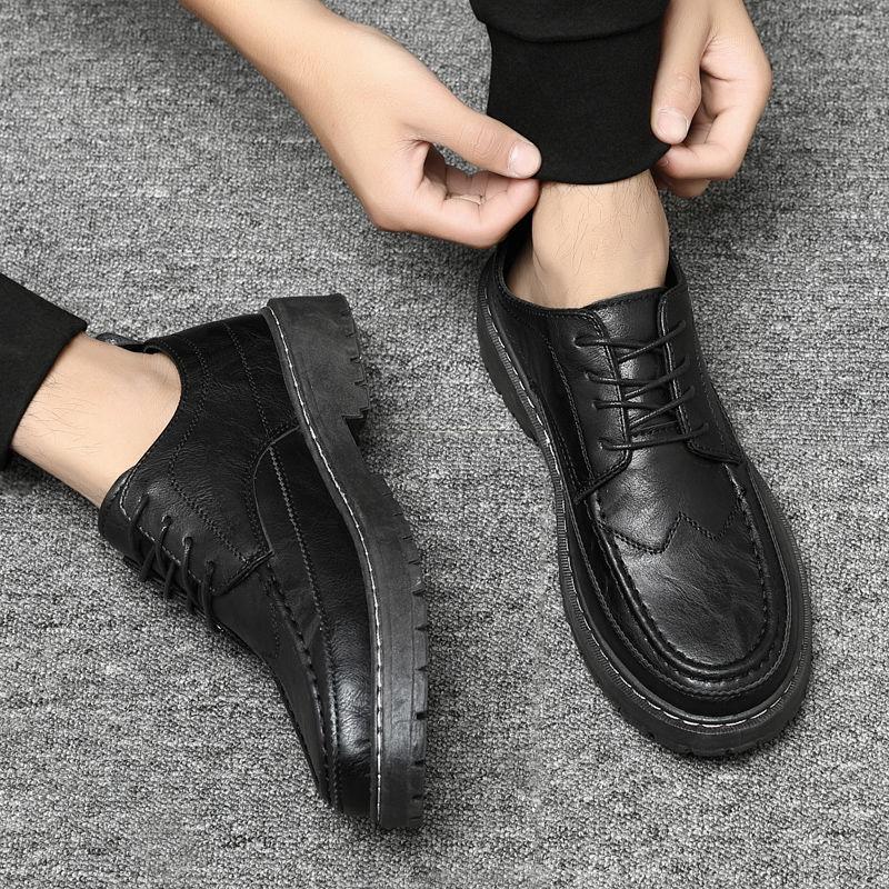 Summer Leather Shoes Male Business Dress Casual Men's Shoes Youth Breathable Black Small Leather Shoes