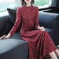 Floral Print Long Dress Bohemian Three Quarter Sleeve Sexy Dress Women O Neck Slim Elegant Dress