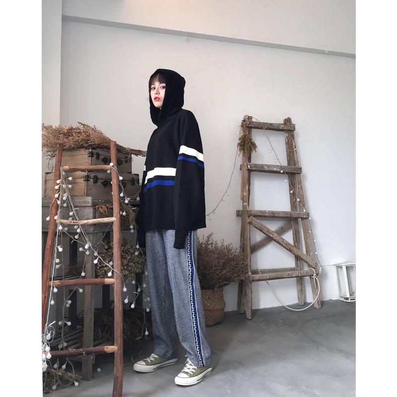 Pofulove Autumn Winter ins Hooded Sweater Schoolgirl Loose Harajuku bf Lazy Knit Pullover Top