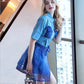 Dress Suit Short Sleeve Shirt Dress Women Length Above The Knee A-line Skirt with Big Pockets Casual Vacation Office Home