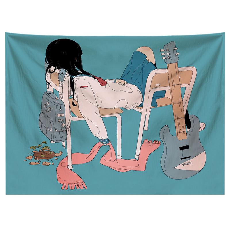 4Style Girl Tapestry/AnimeWall Hanging/Cartoon Tapestry/INS Style Tapestry/Background Cloth/Beach Towel/Wall Decor/Bedspread/Home Decor/Gift