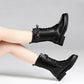 Genuine Leather Wool Fur Boots 35-43 Women Winter Shoes Black Ankle Booties Warm Platform Chunky Boots Fashion Flats