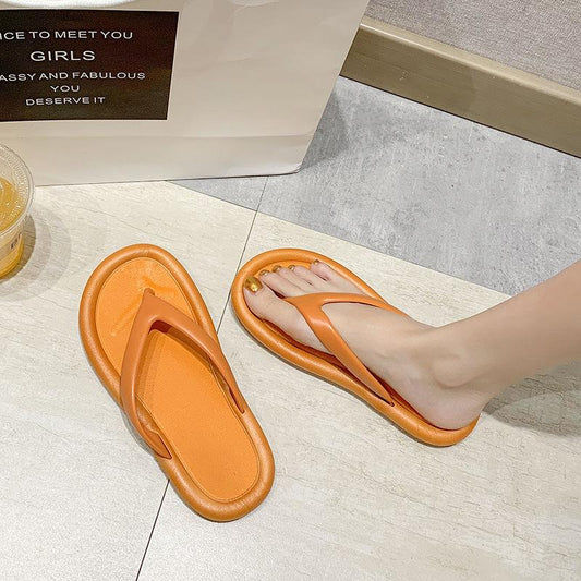 Flip-flops Women Wear Flat-bottomed Non-slip Flip Flops Outside Summer Outdoor Beach Sandals Slippers