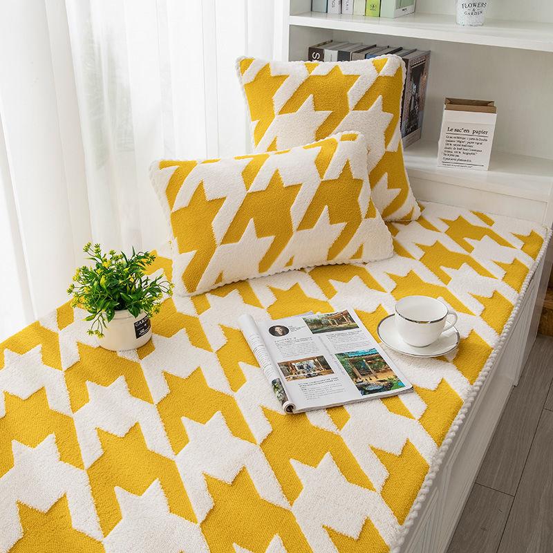 Printed Bay Window Cushion Non-Slip Crystal Velvet Window Sill Pad Bay Window Pad Tatami Mats Sofa Cushion Used for Indoor Outdoor