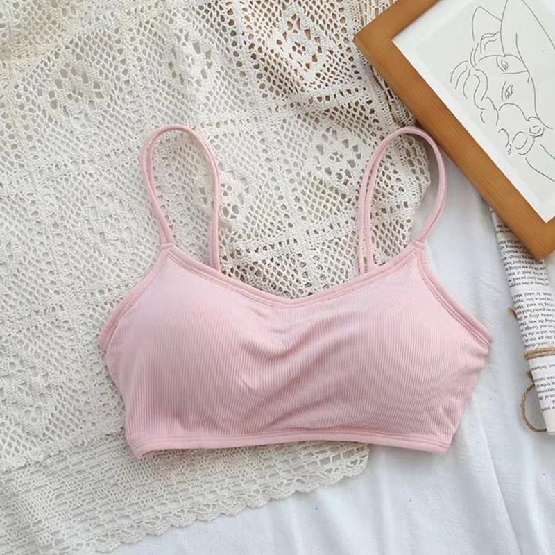 Cross Style Beautiful Back Suspender Vest Gathered Wrap Chest Rag Top Backing Anti Light Hand Holding Girl's Solid Color Bra