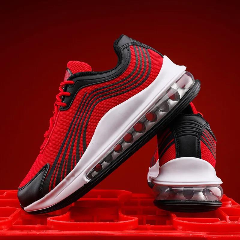 Shoes Men's Air Cushion Heightening Shoes Large Size Shock-absorbing Reflective Men's Shoes Student Sports Running Shoes