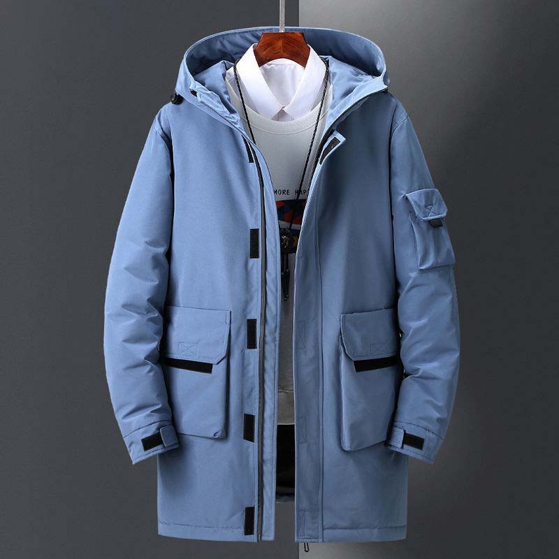 Winter Men's Down Jacket Mid-length Warm and Thick Hooded Jacket