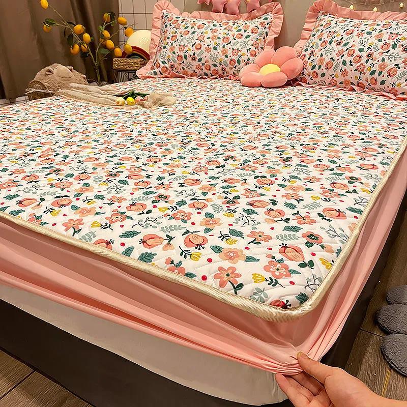 Cotton Bed Three-piece Clamp Cotton Bed Can Be Cleaned Protective Cover Anti-slip Fixed All-inclusive Dust-proof Cover Grasmur Field Wind
