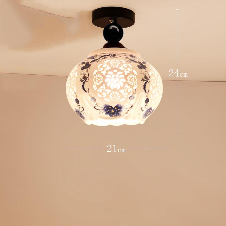 Types Chinese Style LED Light Ceiling Fabric Ceiling Lamp for Living Room Aisle Balcony Porch