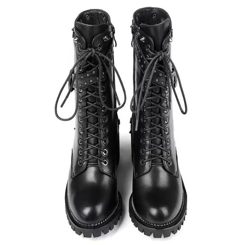 Spring and Autumn Martin Boots Women British Style Rivet Boots Motorcycle Boots Military Boots Single Boots