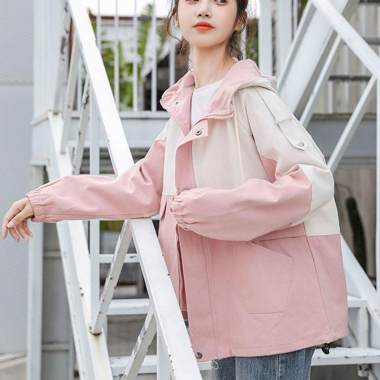 Women's Autumn Large Size Casual Hooded Coats Spring Casual Long Sleeve Loose Zipper Jackets