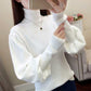 Core-spun High-neck Slim-fit Sweater Women Autumn and Winter Lantern Sleeve Knit Top Fashion Loose Bottoming Shirt Tide