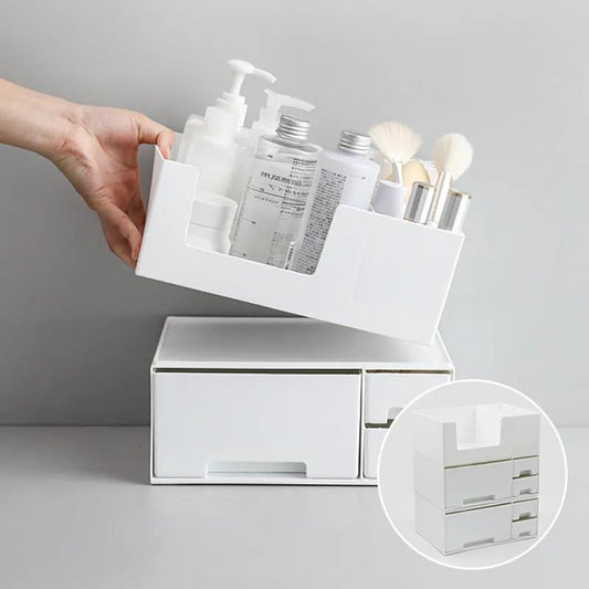 Drawer Type Cosmetic Storage Box Dormitory Desktop Skin Care Product Rack Simple Large-capacity Double-layer Storage Box