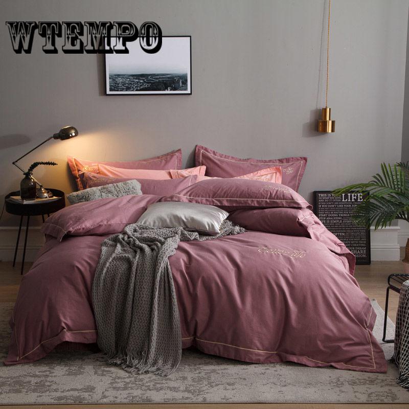 Quilt Cover Solid Color Princess Wind Comfortable Soft Cotton Quilt Set Bed Skirt Four-piece