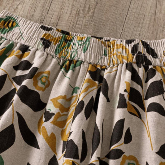 Cotton and Linen Printed Pants Women Loose Summer Thin Pants Women Plus Size Casual Pants Nine Points Harem Pants