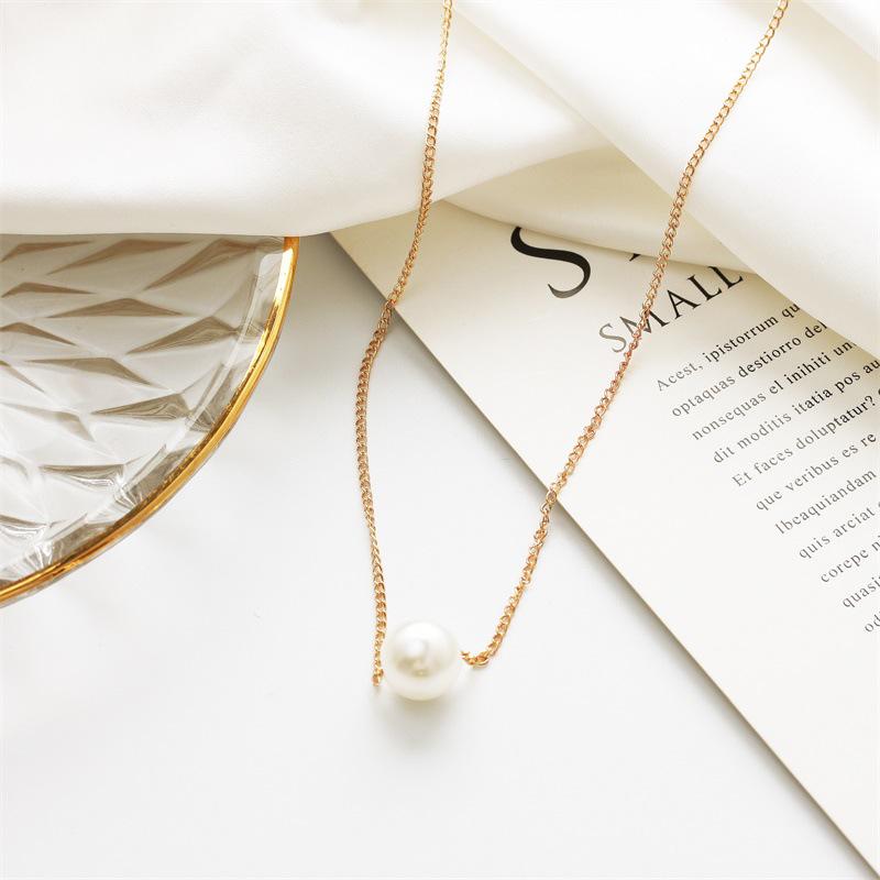Simple Pearl Ball Short Necklace Chain Necklace Star Simple Accessorie Clothing Clavicle Chain Batch