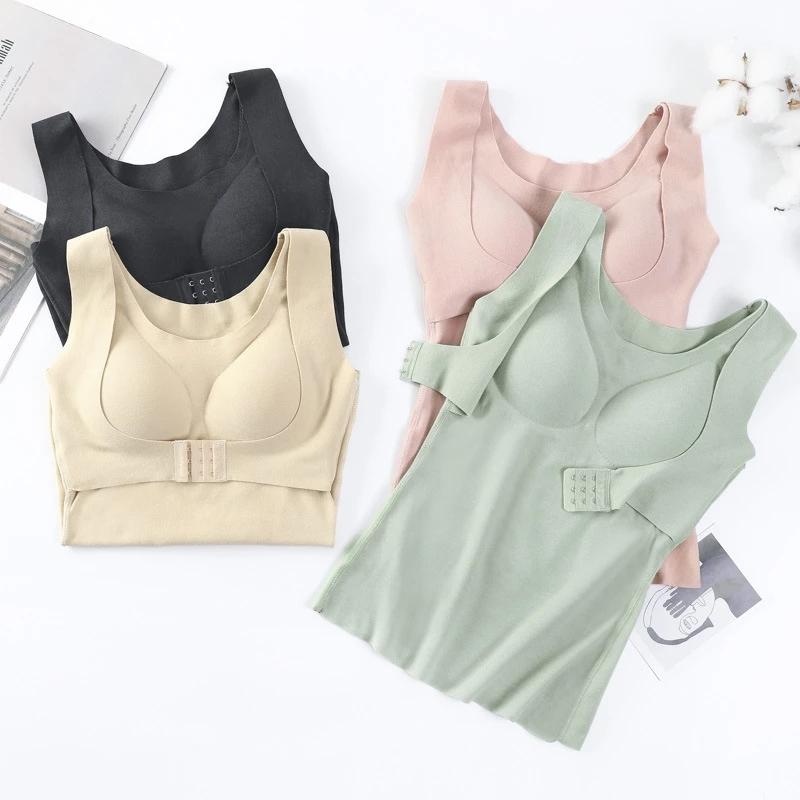 Women Thermal Vest Heavy Compress Tops Winter Underwear Sleeveless Wool Warm Clothing Shaper with Bra Undershirt Inner Wear