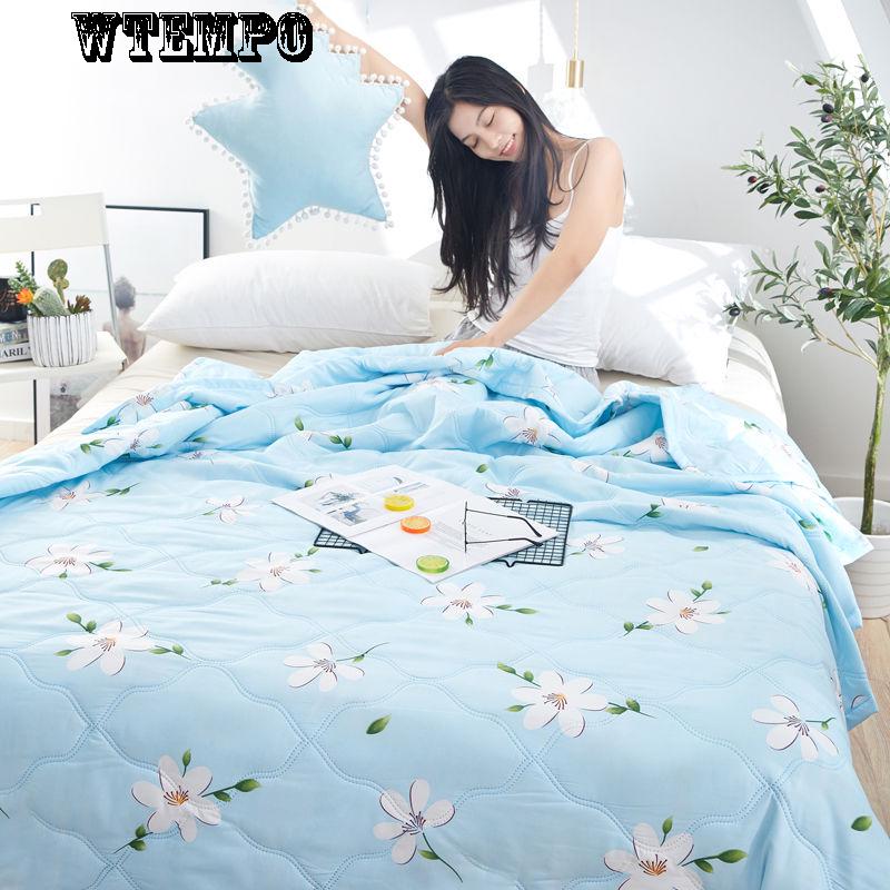 WTEMPO Comfortable Summer Cool Quilt Fashion Cartoon Print  Dormitory Quilt Air Conditioning Was